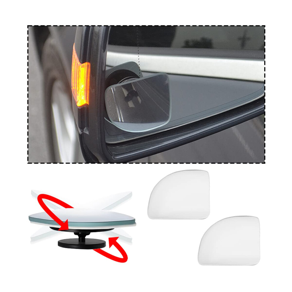 Jnnj Blind Spot Convex Car Mirror, 360 Degree Adjustable Hd Glass Rear View Side Mirror, Frameless Blindspot Safety Mirror With Wide Angle Black 5051226422270