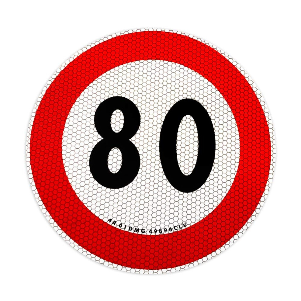4R Quattroerre.it Sticker Speed Limit 80 Km/H Eu, Plastic, 200 Mm, Refractive, Guaranteed Adhesiveness 5051226430596