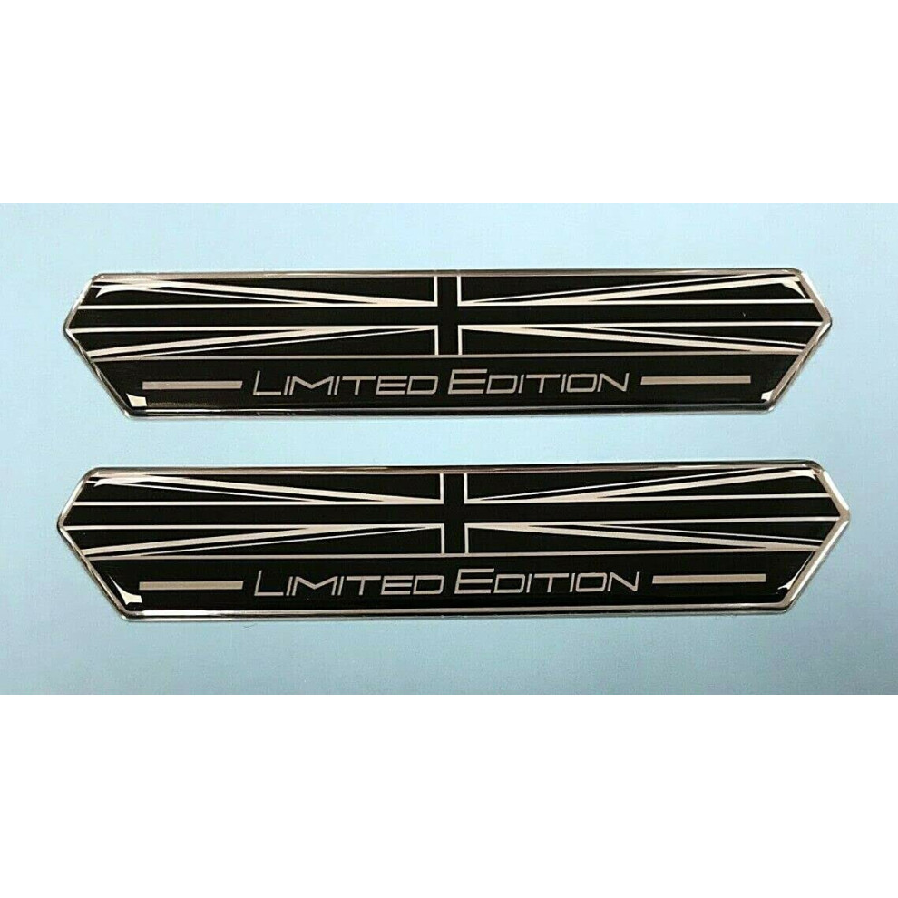 2 X Union Jack Limited Edition And 100Mm Domed Stickers/Decals Black/White 5051226437793