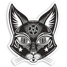 2 x 10cm Occult Black Cat Vinyl Stickers - Witch Halloween Laptop Sticker #34250 (10cm Tall)