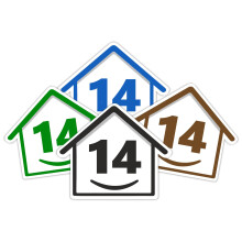 4 x Bin Numbers for Wheelie Bins, 1-99, 15cm ‘Happy House’ Colour Design Dustbin Stickers, Easy Application Stick On Number Stickers