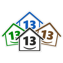 4 x Bin Numbers for Wheelie Bins, 1-99, 15cm ‘Happy House’ Colour Design Dustbin Stickers, Easy Application Stick On Number Stickers