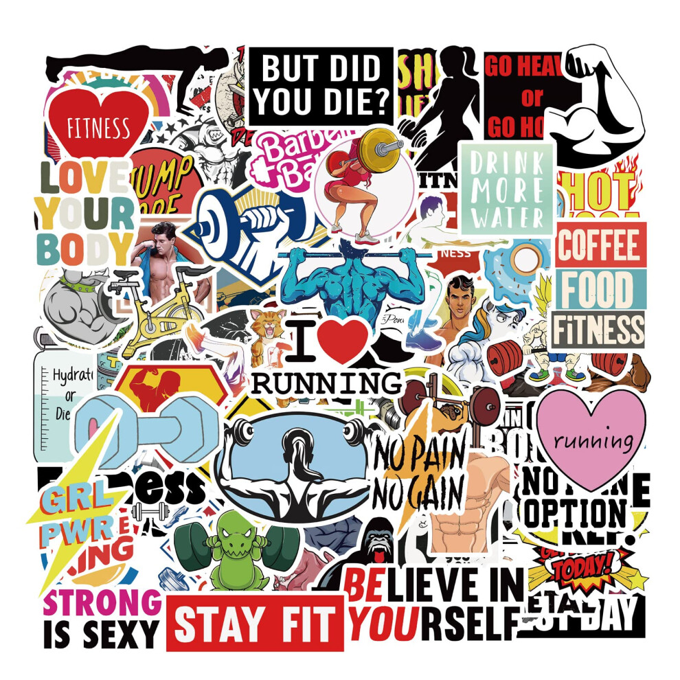 100Pcs Fitness Inspirational Slogan Stickers, Cute Gymnastics Stickers For Water Bottle Laptop Bumper Car Bike Guitar 5051226438424