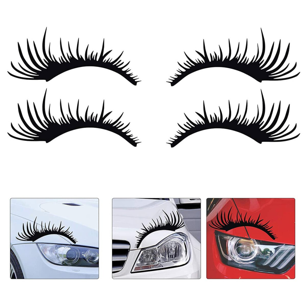 Maonativey 2 Pairs Car Headlight Eyelashes Stickers Waterproof Self- Adhesive Tape Stickers Car Bumper Body Side Decal For Car Auto Vehicle Black 5051226430022