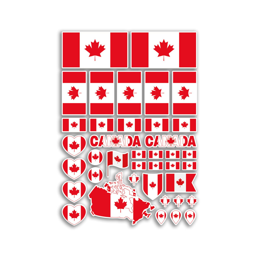 A4 Sticker Sheet Canada Flags Vinyl Stickers - Canadian America Country World National Flag Vacation Travel Holiday Car Aesthetic #80078 5051226431128
