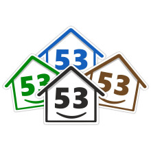 4 x Bin Numbers for Wheelie Bins, 1-99, 15cm ‘Happy House’ Colour Design Dustbin Stickers, Easy Application Stick On Number Stickers
