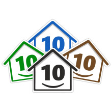 4 x Bin Numbers for Wheelie Bins, 1-99, 15cm ‘Happy House’ Colour Design Dustbin Stickers, Easy Application Stick On Number Stickers