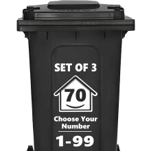 3 x Bin Numbers for Wheelie Bins, 1-99, 15cm ‘Happy House’ Design Dustbin Stickers, Easy Application Stick On Number Stickers