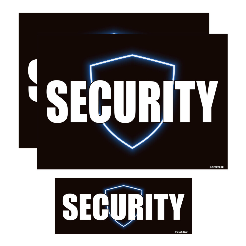 Geekbear Security Car Magnet - Eye-Catching, Reflective, Weather-Resistant - Set Of 3 (Black) Black 5051226427978