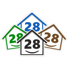 4 x Bin Numbers for Wheelie Bins, 1-99, 15cm ‘Happy House’ Colour Design Dustbin Stickers, Easy Application Stick On Number Stickers