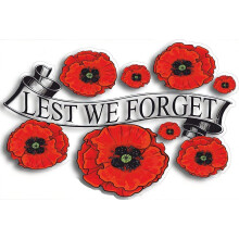2PCS Lest We Forget Poppy Banner Through The Center Flower Decals Car Self Adhesive Stickers Remembrance Day Poppy Window Sticker Graphics Wall
