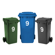 Rubigo 3 x Bin Numbers for Wheelie Bins, 0-99, Letters A-D, 17.5cm Dustbin Stickers, Easy Application Stick On Number Stickers
