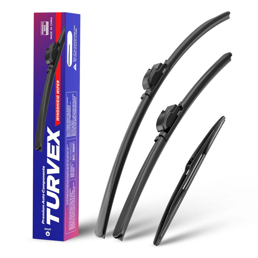 Turvex Wiper Blades For Bmw X3 E83 2004 To 2010, Complete Front Window Wiper And Rear Wiper Set, 22" 20" 14" Windscreen Wipers Blade Set 5051226424939
