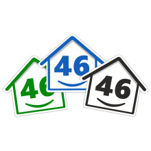 3 x Bin Numbers for Wheelie Bins, 1-99, 15cm ‘Happy House’ Colour Design Dustbin Stickers, Easy Application Stick On Number Stickers