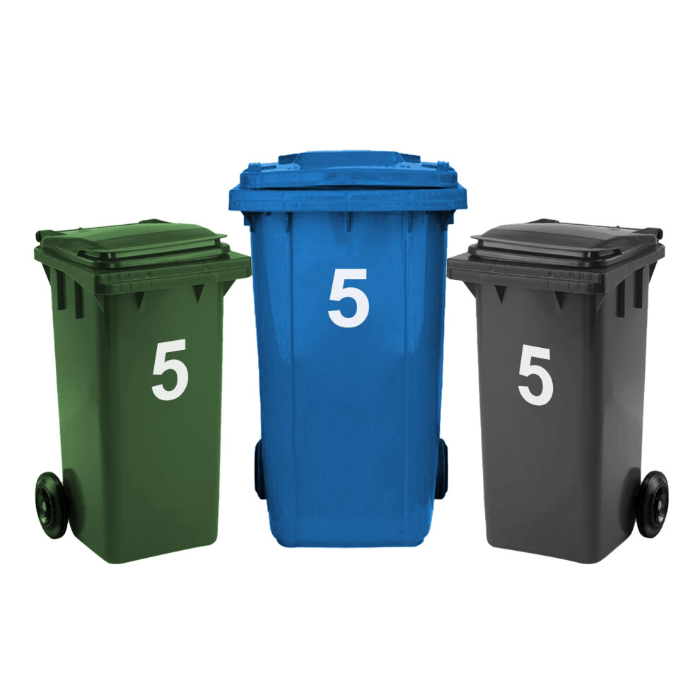 Rubigo 3 X Bin Numbers For Wheelie Bins, 0-99, Letters A-D, 17.5Cm Dustbin Stickers, Easy Application Stick On Number Stickers 5051226440618