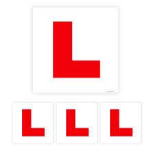 Pack of 4 L Plates Sticker Self Adhesive Learner Plates Stick on L Plates for Car UK (180 x 180 mm) Waterproof L Sticker for Car Sara Prints