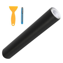 300cm x 30cm Vinyl Car Wrap Roll, Matte Black Vehicle Wrap Vinyl Sticker, Self-Adhesive Bubble Free Air Release Stretchable Waterproof Car Sticker fo