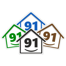 4 x Bin Numbers for Wheelie Bins, 1-99, 15cm ‘Happy House’ Colour Design Dustbin Stickers, Easy Application Stick On Number Stickers