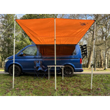 Wild Earth Sun canopy awning for VW Camper Van motorhome 2.4 Metres x 3Metres Burnt Orange 3 Pole Design