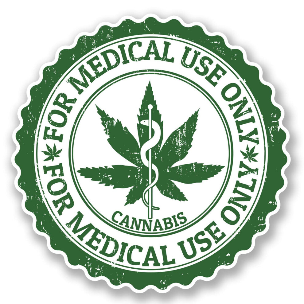 2 X Cannabis Vinyl Sticker Decal Ipad Laptop Medical Use Weed Marijuana #4652 (10Cm X 10Cm) 5051226427596