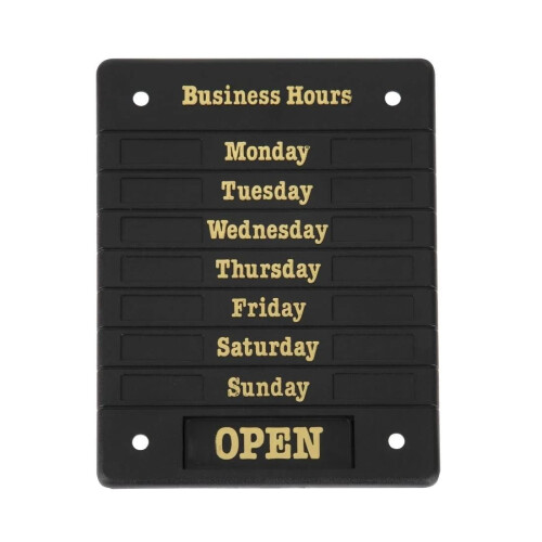 Beaumont Adjustable Opening Hours Display Sign with Suction Pads DL226