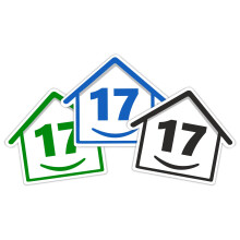 3 x Bin Numbers for Wheelie Bins, 1-99, 15cm ‘Happy House’ Colour Design Dustbin Stickers, Easy Application Stick On Number Stickers