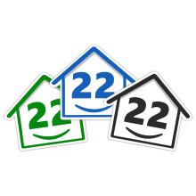 3 x Bin Numbers for Wheelie Bins, 1-99, 15cm ‘Happy House’ Colour Design Dustbin Stickers, Easy Application Stick On Number Stickers - Weatherproo