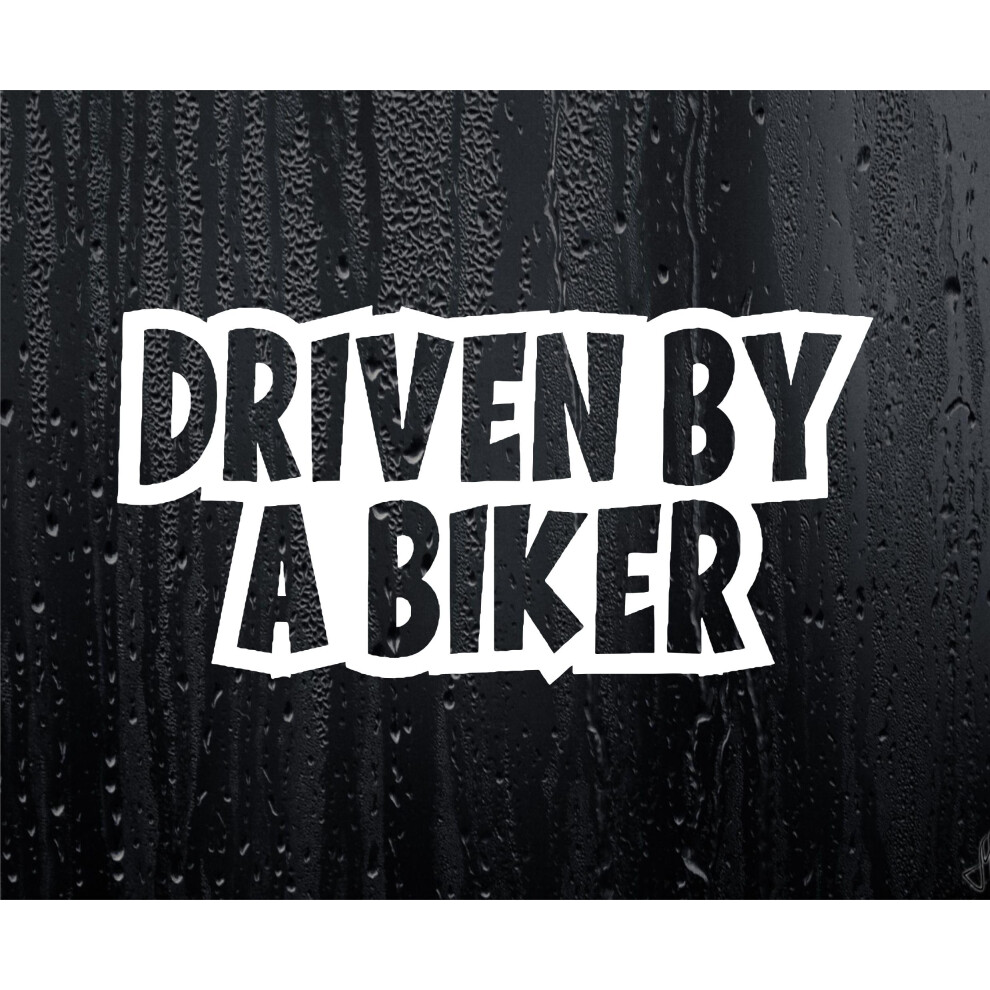 Car Sticker Driven By A Biker Fun Cute Novelty Bonnet Van Bumper Boot Door Window Decal Present 5051226436079