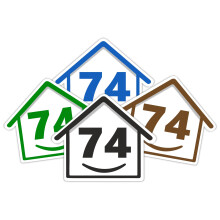 4 x Bin Numbers for Wheelie Bins, 1-99, 15cm ‘Happy House’ Colour Design Dustbin Stickers, Easy Application Stick On Number Stickers