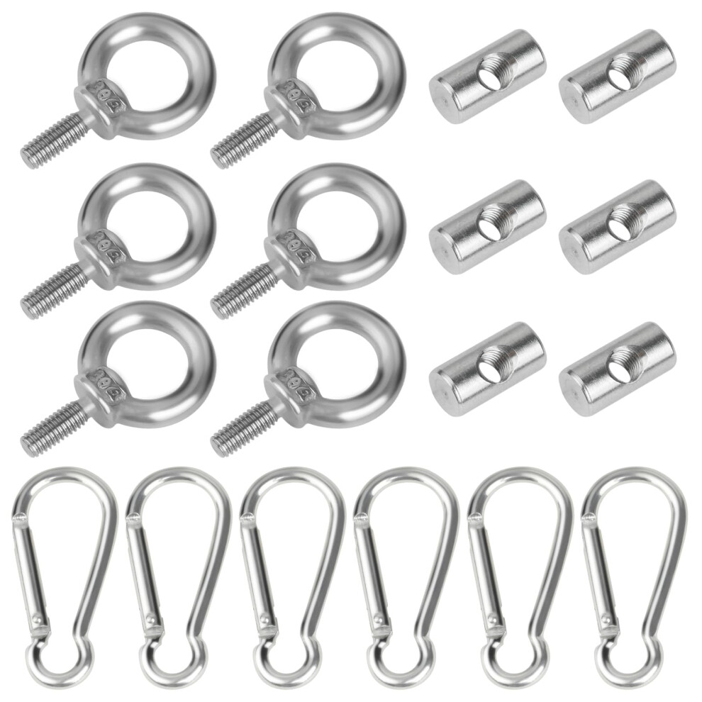 Adiwo Awning Rail Stoppers, 6 Pcs Stainless Steel Awning Piping Stopper 6 Mm With 6 Carabiners 5051226442421