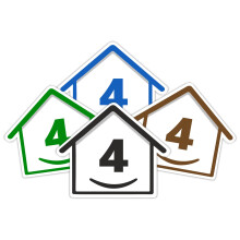 4 x Bin Numbers for Wheelie Bins, 1-99, 15cm ‘Happy House’ Colour Design Dustbin Stickers, Easy Application Stick On Number Stickers