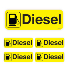 Pack of 5 Diesel Sticker for Fuel Cap Self Adhesive (64 x 22 mm)