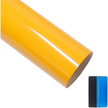 NewL High Gloss Vinyl Film Wrap Sticker Decal DIY Self Adhesive Air Release Bubble Outdoor Rated for Automotive Use (Yellow, 60cm x 150cm)
