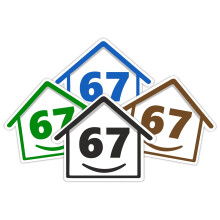 4 x Bin Numbers for Wheelie Bins, 1-99, 15cm ‘Happy House’ Colour Design Dustbin Stickers, Easy Application Stick On Number Stickers