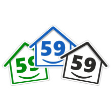 3 x Bin Numbers for Wheelie Bins, 1-99, 15cm ‘Happy House’ Colour Design Dustbin Stickers, Easy Application Stick On Number Stickers