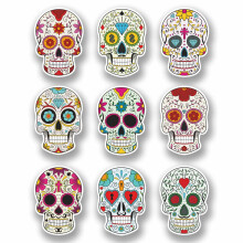 A4 Sheet 9 x Sugar Skull Vinyl Stickers Laptop Car Bike Girls Mexican #9723 (A4 (30cm x 20cm))