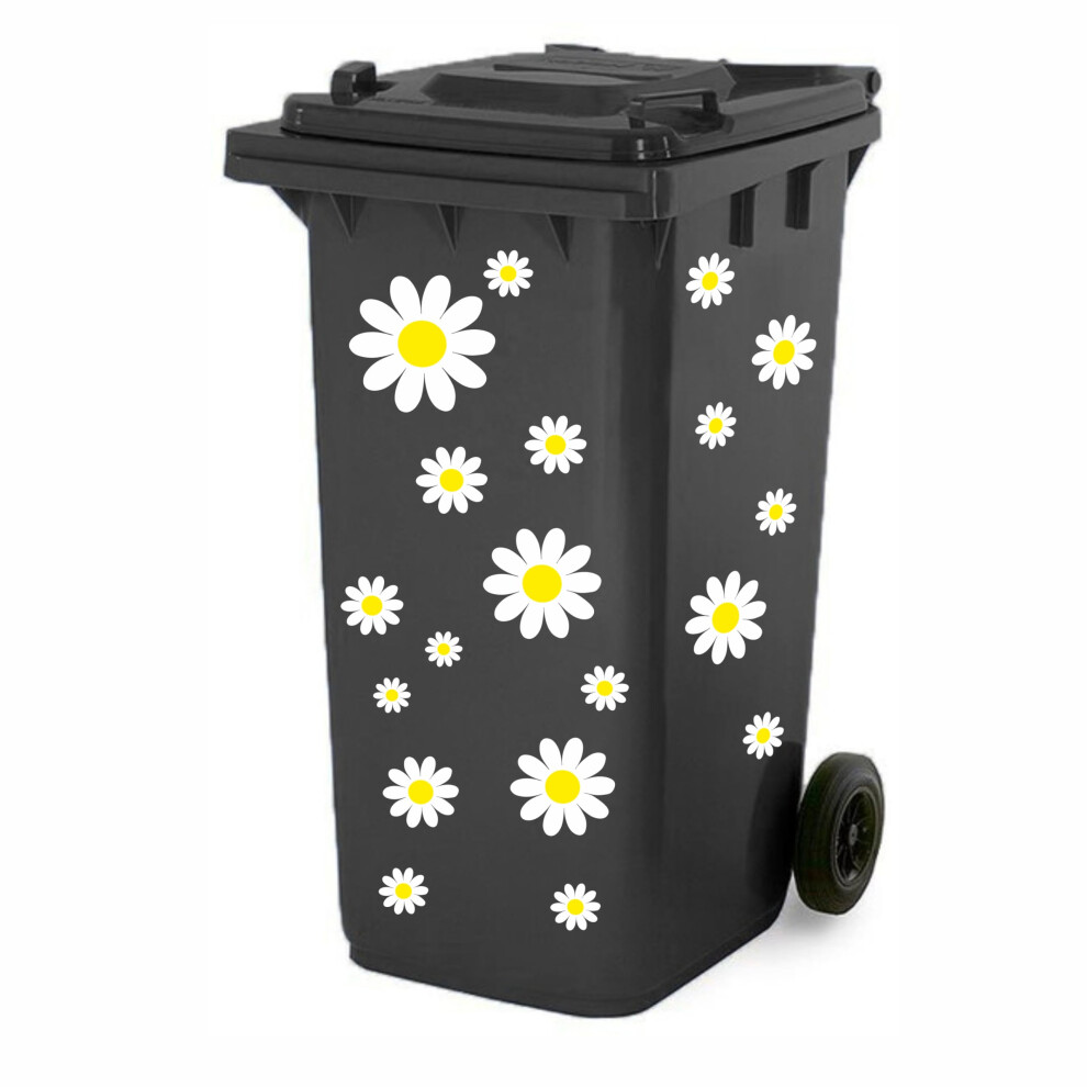 X25 Daisy Flower Stickers Wheelie Bin Decal Dustbin Graphics Diy High Tack Peel & Stick Perfect For Car 5051226440533