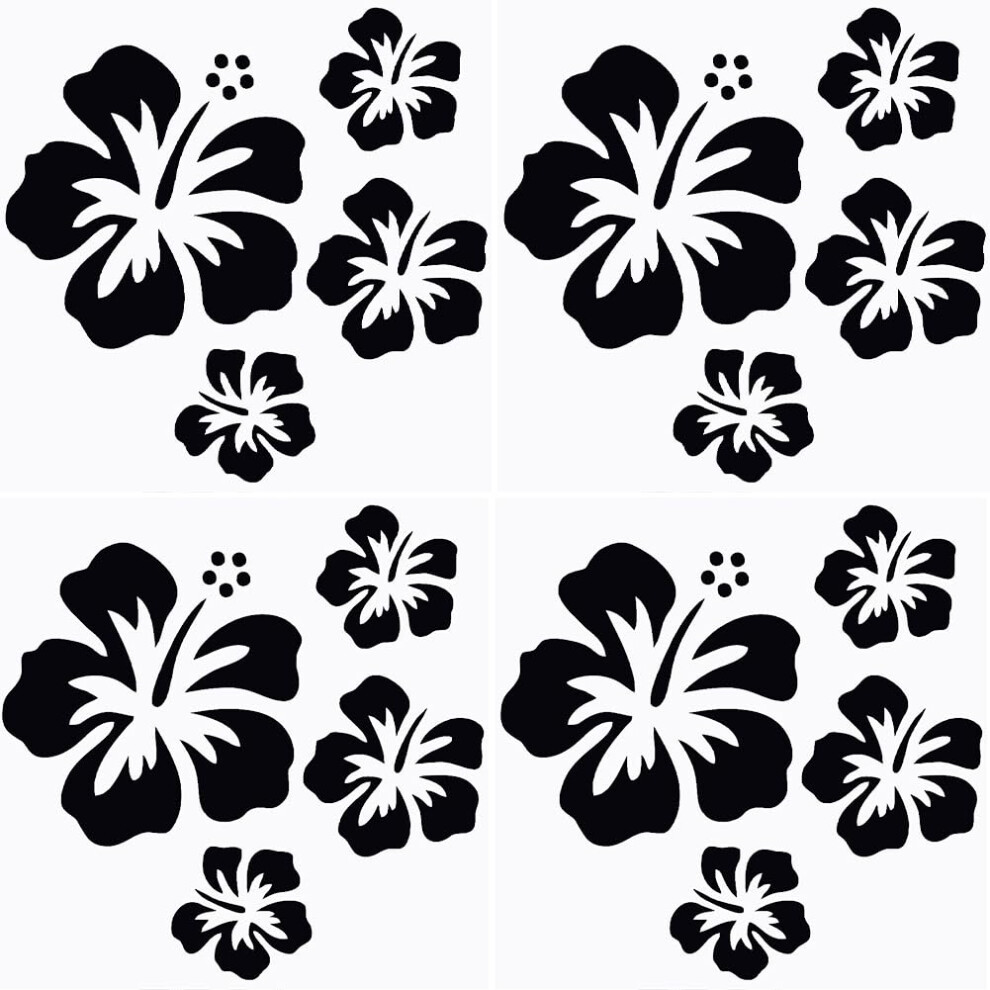 Gorgecraft 4 Sheets Hibiscus Flower Car Sticker Hawaiian Stickers And Decals Stickers Waterproof Vinyl Automotive Exterior Decor For Truck Black 5051226440489