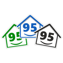3 x Bin Numbers for Wheelie Bins, 1-99, 15cm ‘Happy House’ Colour Design Dustbin Stickers, Easy Application Stick On Number Stickers
