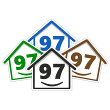 4 x Bin Numbers for Wheelie Bins, 1-99, 15cm ‘Happy House’ Colour Design Dustbin Stickers, Easy Application Stick On Number Stickers
