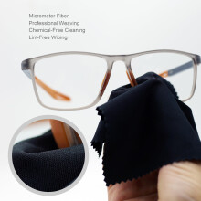 AAwipes Eyeglasses Cleaning Cloth Glasses Cloths Bulk (5.5"x5.5", Black, 100 pcs, No Logo) for Eyeglasses, Lenses, Phones, Screens, Camera,Silverware