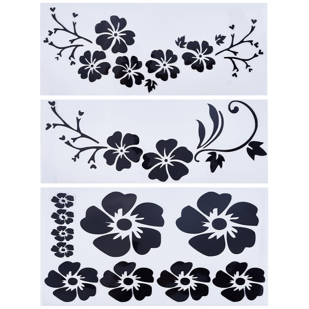 Gorgecraft 3 Styles Hawaiian Hibiscus Flower Car Decal Laser Car Sticker Sun Protection Self Adhesive Car Accessories Automotive Exterior Black 5051226439384