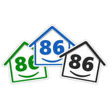 3 x Bin Numbers for Wheelie Bins, 1-99, 15cm ‘Happy House’ Colour Design Dustbin Stickers, Easy Application Stick On Number Stickers