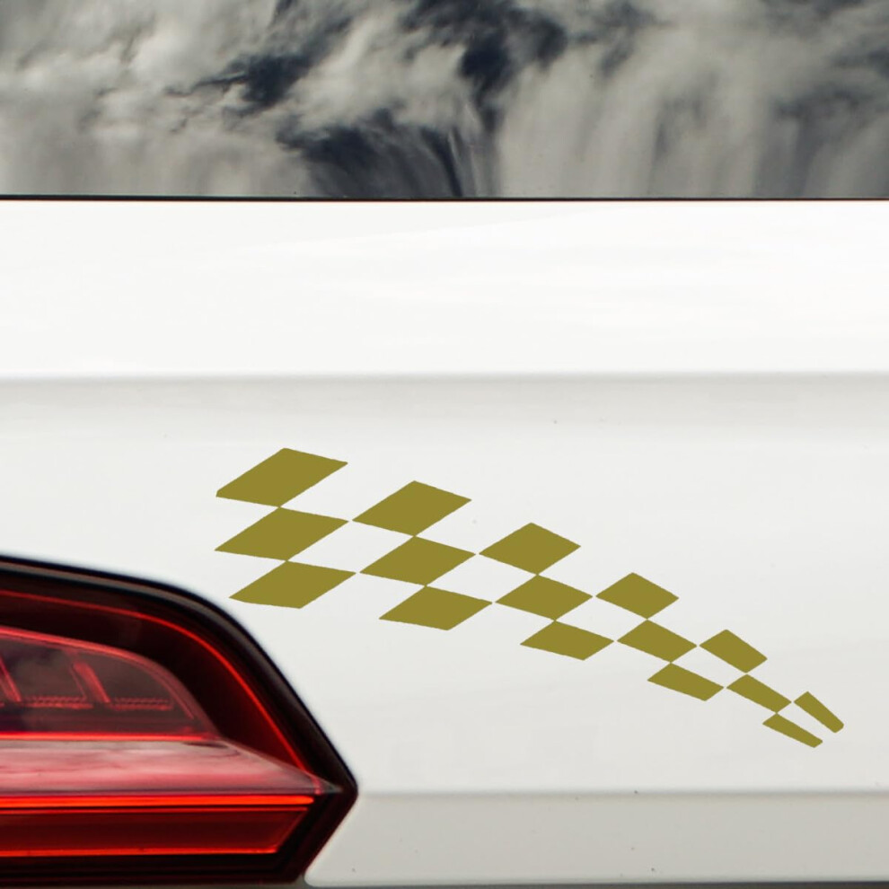 Novelty Chequered Flag Pack Of 2 Car Stickers - Waterproof Decal - Long Lasting - Uv Resistant - Cars, Motorbikes, Trucks, Vans (Gold) Gold 5051226431135