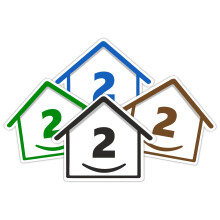 4 x Bin Numbers for Wheelie Bins, 1-99, 15cm ‘Happy House’ Colour Design Dustbin Stickers, Easy Application Stick On Number Stickers