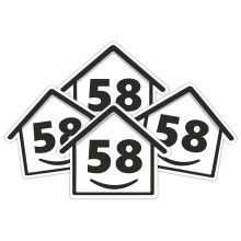 4 x Bin Numbers for Wheelie Bins, 1-99, 15cm ‘Happy House’ Design Dustbin Stickers, Easy Application Stick On Number Stickers