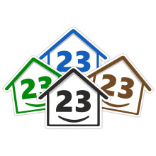4 x Bin Numbers for Wheelie Bins, 1-99, 15cm ‘Happy House’ Colour Design Dustbin Stickers, Easy Application Stick On Number Stickers