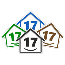 4 x Bin Numbers for Wheelie Bins, 1-99, 15cm ‘Happy House’ Colour Design Dustbin Stickers, Easy Application Stick On Number Stickers