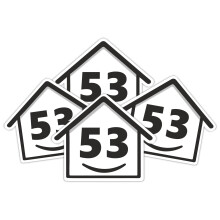 4 x Bin Numbers for Wheelie Bins, 1-99, 15cm ‘Happy House’ Design Dustbin Stickers, Easy Application Stick On Number Stickers