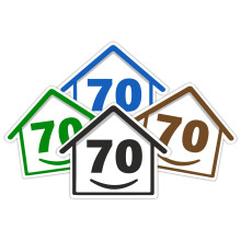 4 x Bin Numbers for Wheelie Bins, 1-99, 15cm ‘Happy House’ Colour Design Dustbin Stickers, Easy Application Stick On Number Stickers